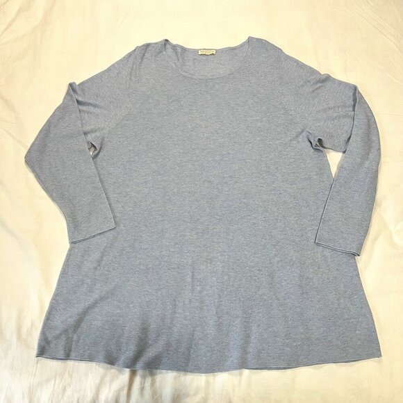 Eileen Fisher Tops - Eileen Fisher Light Blue Organic Cotton Blend Long Sleeve Tunic | Size XL